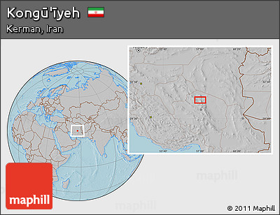 Gray Location Map of Kongū'īyeh, hill shading