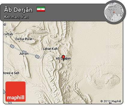 Shaded Relief Map of Āb Derjān
