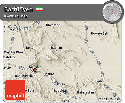 Shaded Relief Map of Barfū'īyeh
