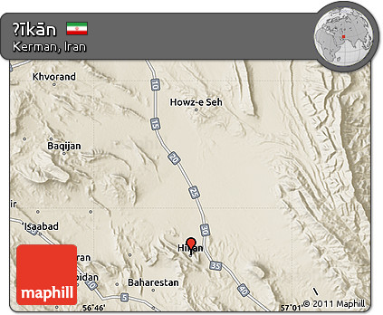 Shaded Relief Map of Ḩīkān