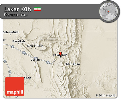 Shaded Relief Map of Lakar Kūh