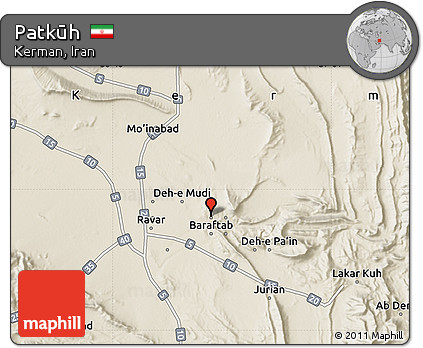 Shaded Relief Map of Patkūh