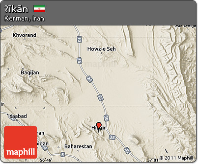 Shaded Relief Map of Ḩīkān