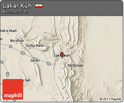 Shaded Relief Map of Lakar Kūh