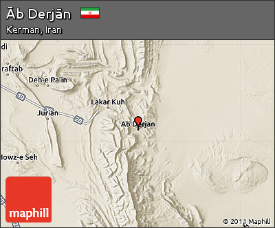Shaded Relief Map of Āb Derjān