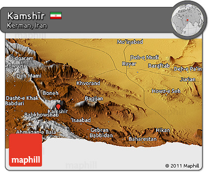 Physical Panoramic Map of Kamshīr
