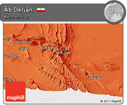 Political Panoramic Map of Āb Derjān