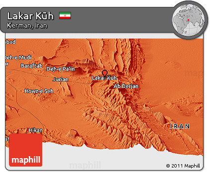 Political Panoramic Map of Lakar Kūh
