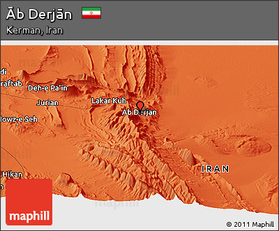 Political Panoramic Map of Āb Derjān