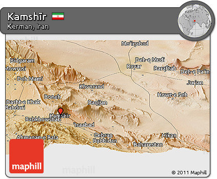 Satellite Panoramic Map of Kamshīr