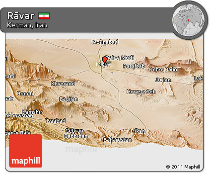 Satellite Panoramic Map of Rāvar