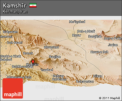 Satellite Panoramic Map of Kamshīr