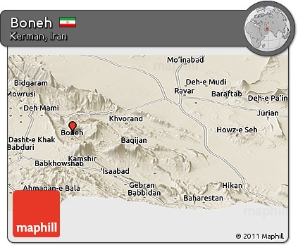 Shaded Relief Panoramic Map of Boneh
