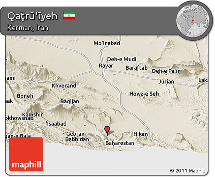 Shaded Relief Panoramic Map of Qaţrū'īyeh