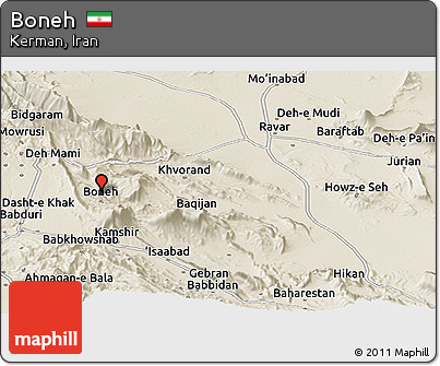 Shaded Relief Panoramic Map of Boneh