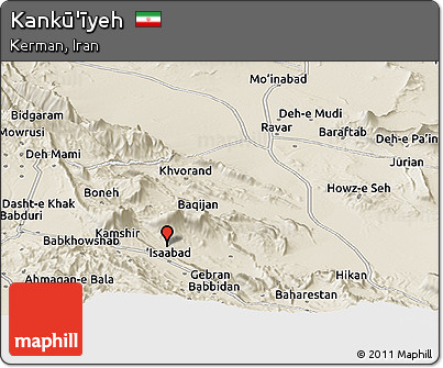 Shaded Relief Panoramic Map of Kankū'īyeh