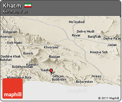 Shaded Relief Panoramic Map of Khatm