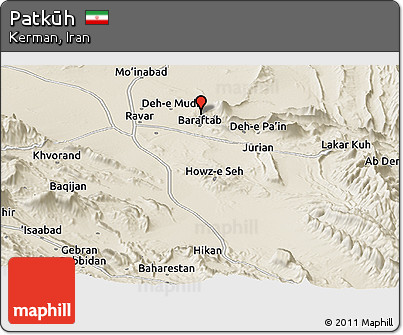 Shaded Relief Panoramic Map of Patkūh