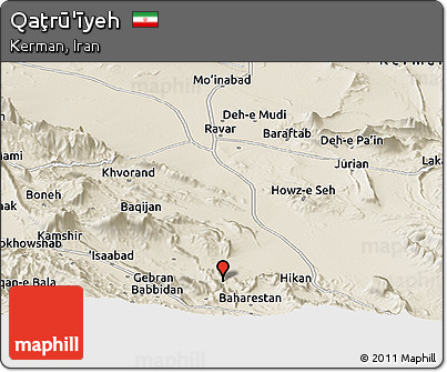 Shaded Relief Panoramic Map of Qaţrū'īyeh