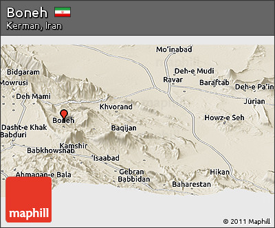 Shaded Relief Panoramic Map of Boneh