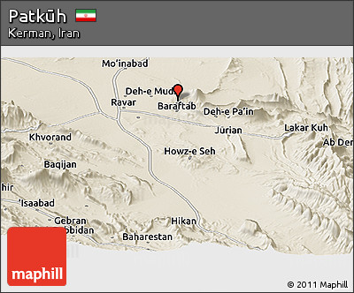 Shaded Relief Panoramic Map of Patkūh