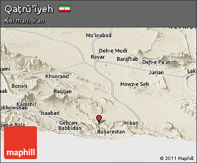 Shaded Relief Panoramic Map of Qaţrū'īyeh
