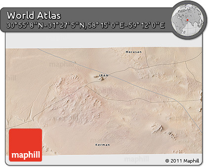 Satellite 3D Map of the Area around 31° 11' 6" N, 58° 43' 30" E