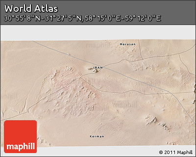 Satellite 3D Map of the Area around 31° 11' 6" N, 58° 43' 30" E