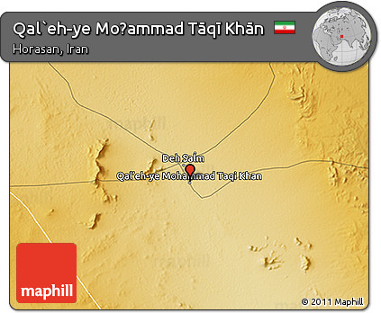 Physical 3D Map of Qal`eh-ye Moḩammad Tāqī Khān