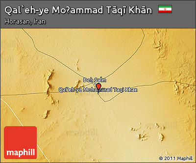 Physical 3D Map of Qal`eh-ye Moḩammad Tāqī Khān