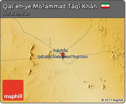 Physical 3D Map of Qal`eh-ye Moḩammad Tāqī Khān
