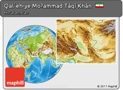 Physical Location Map of Qal`eh-ye Moḩammad Tāqī Khān