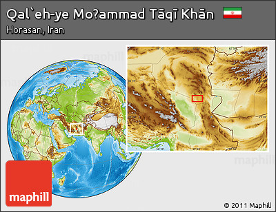 Physical Location Map of Qal`eh-ye Moḩammad Tāqī Khān