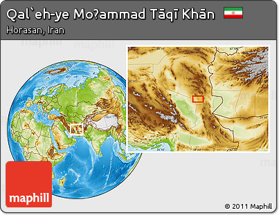 Physical Location Map of Qal`eh-ye Moḩammad Tāqī Khān
