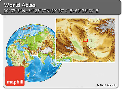 Physical Location Map of the Area around 31° 11' 6" N, 60° 25' 29" E