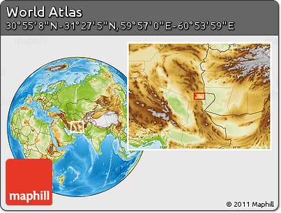 Physical Location Map of the Area around 31° 11' 6" N, 60° 25' 29" E