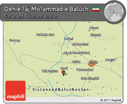 Physical 3D Map of Deh-e Ḩāj Moḩammad-e Balūch