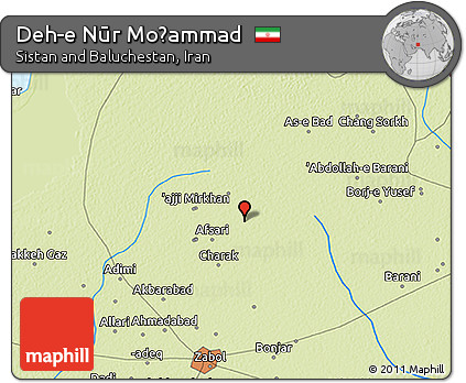 Physical 3D Map of Deh-e Nūr Moḩammad