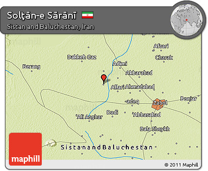 Physical 3D Map of Solţān-e Sārānī