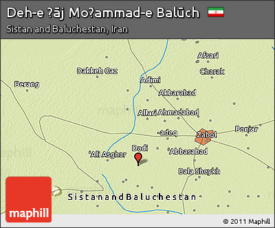 Physical 3D Map of Deh-e Ḩāj Moḩammad-e Balūch