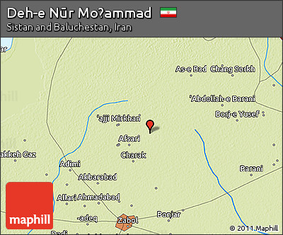 Physical 3D Map of Deh-e Nūr Moḩammad