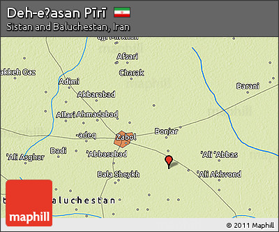 Physical 3D Map of Deh-eḨasan Pīrī
