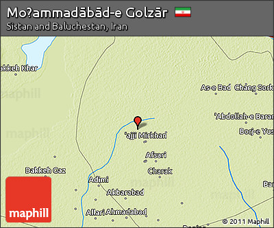 Physical 3D Map of Moḩammadābād-e Golzār
