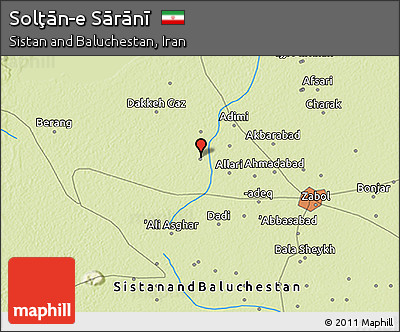 Physical 3D Map of Solţān-e Sārānī
