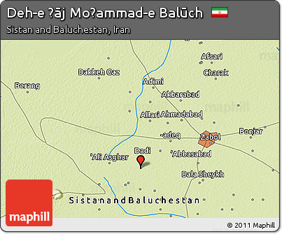 Physical 3D Map of Deh-e Ḩāj Moḩammad-e Balūch