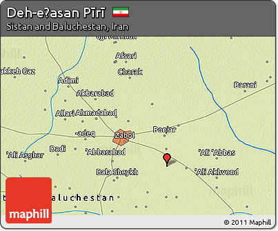 Physical 3D Map of Deh-eḨasan Pīrī