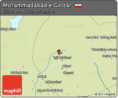 Physical 3D Map of Moḩammadābād-e Golzār