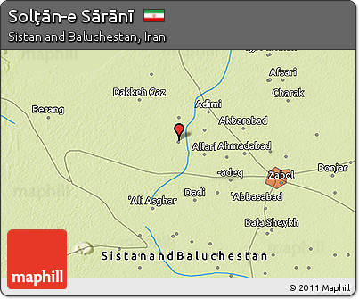 Physical 3D Map of Solţān-e Sārānī