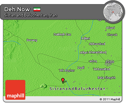 Political 3D Map of Deh Now