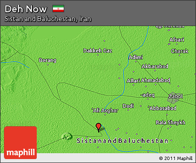 Political 3D Map of Deh Now